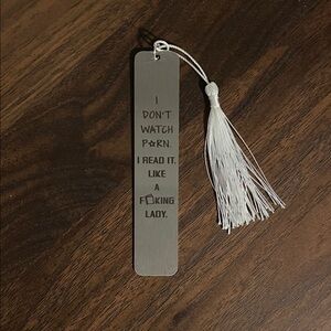 Silver Metal Engraved Bookmark with Tassel